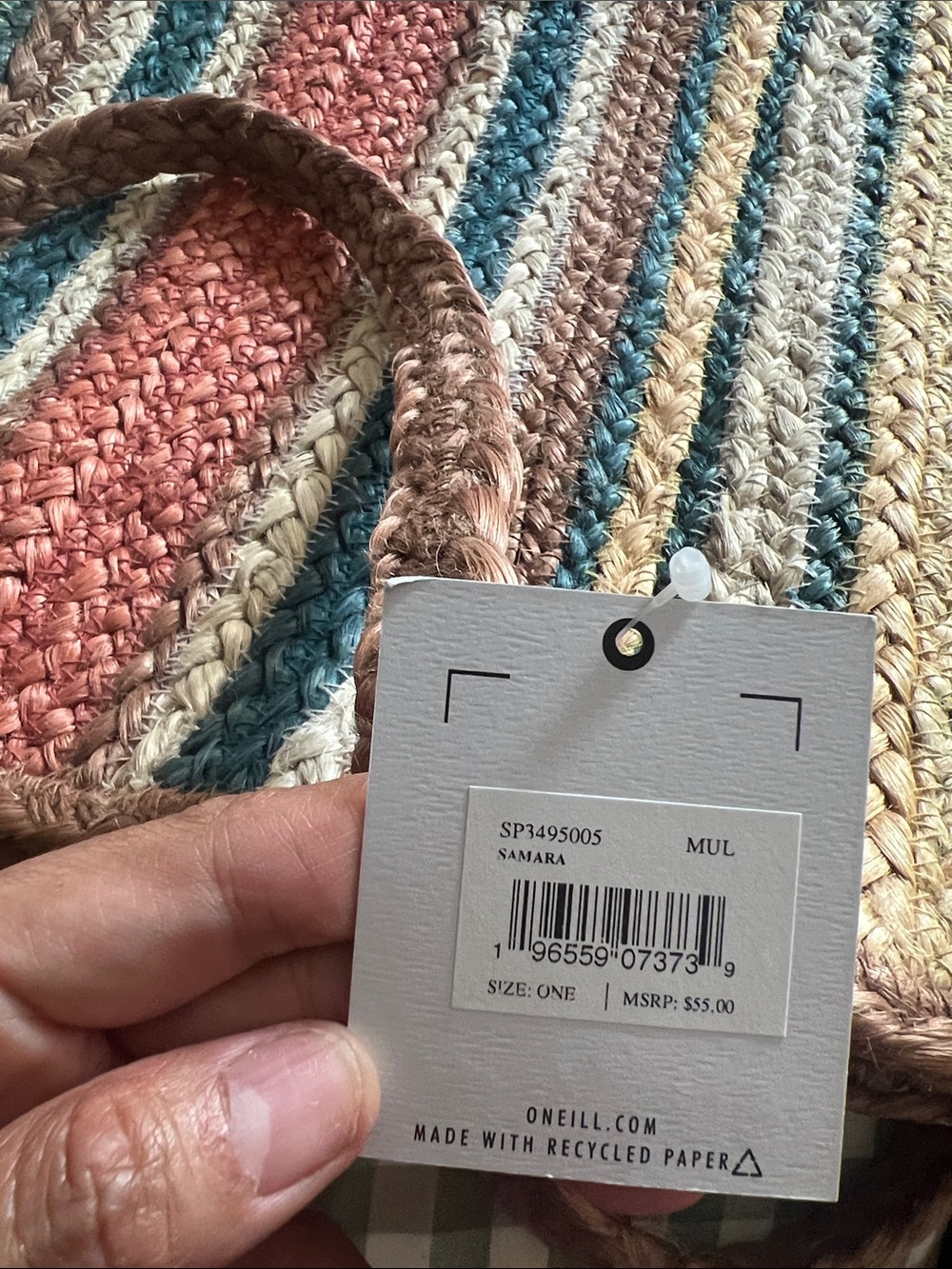 O'Neill Multicolor Braided Bag — Blue, Pink, Cream, Tan, Brown